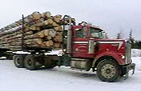 木材を搬入するトラック